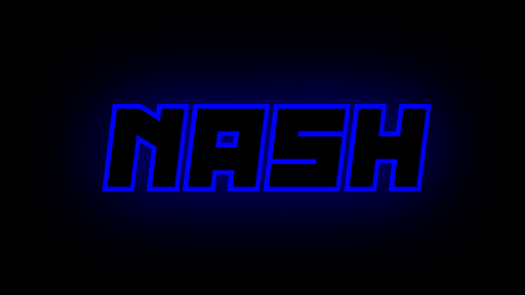 The official logo for the sci-fil action Nash film series. Nash in capital letters, blue outline with a blue glow.